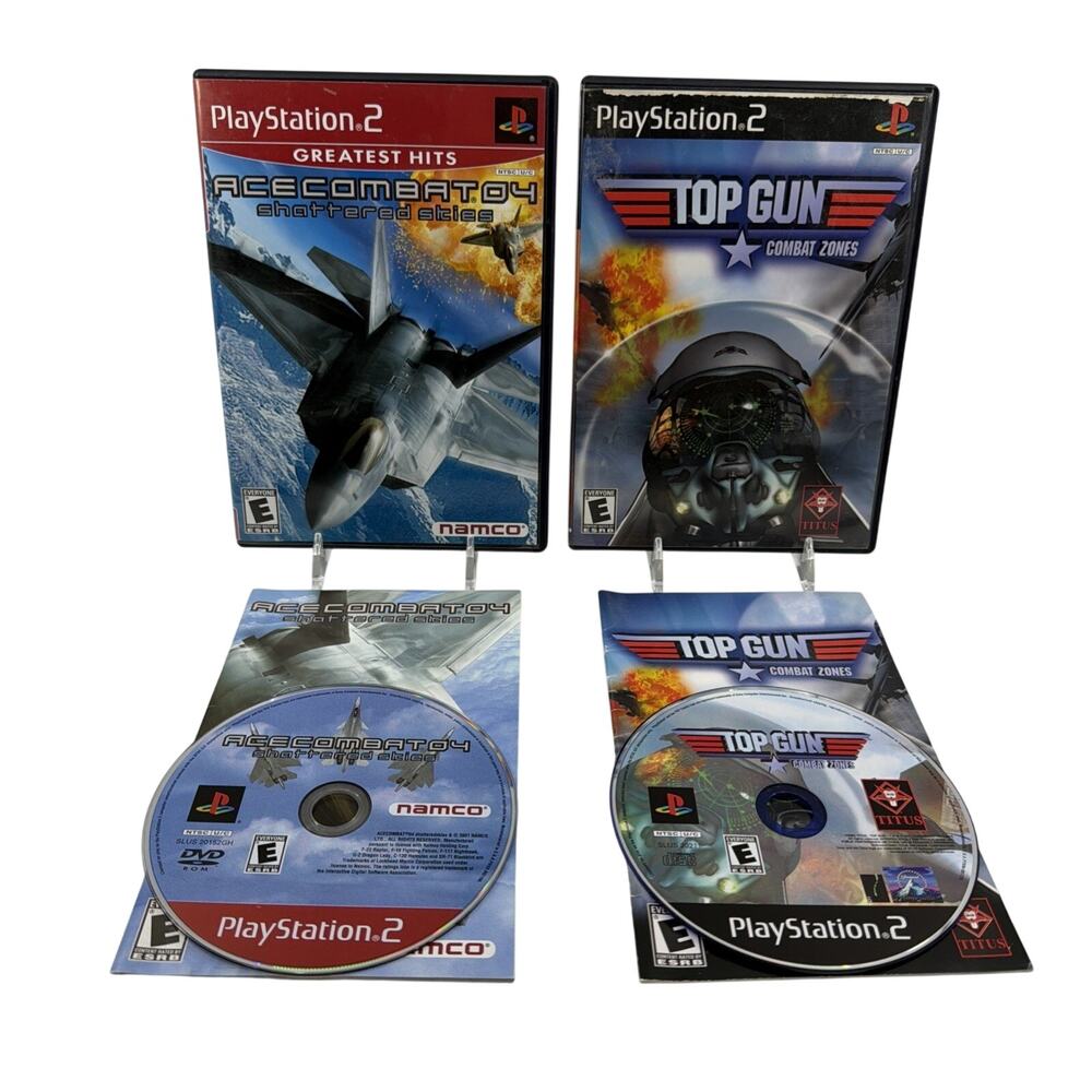 PS2 Game Lot Ace Combat 04 Shattered Skies & Top Gun CIB PlayStation 2 CIB Work